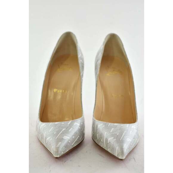 Christian Louboutin Pigalle Follies 100 Patent CL White Silver Heel Pump 40.5 - Picture 5 of 12